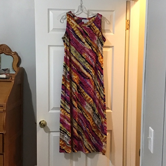 The Paragon Dresses & Skirts - Sleeveless Multi-Stripe Diagonal Maxi Dress in Pink & Yellow